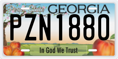 GA license plate PZN1880
