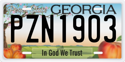 GA license plate PZN1903