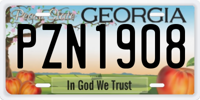 GA license plate PZN1908