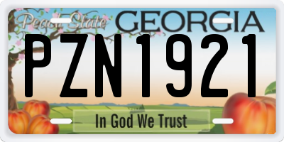 GA license plate PZN1921