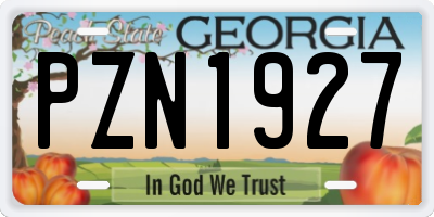 GA license plate PZN1927