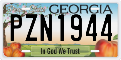 GA license plate PZN1944