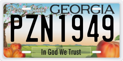 GA license plate PZN1949