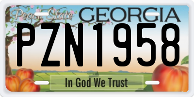 GA license plate PZN1958