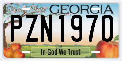 GA license plate PZN1970