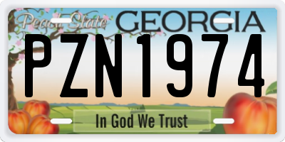GA license plate PZN1974