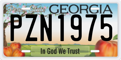 GA license plate PZN1975