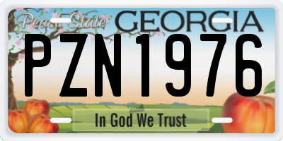 GA license plate PZN1976
