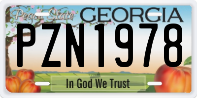 GA license plate PZN1978