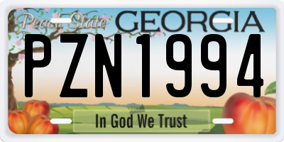 GA license plate PZN1994