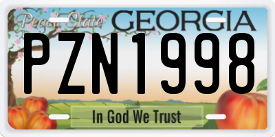 GA license plate PZN1998