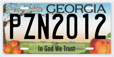 GA license plate PZN2012