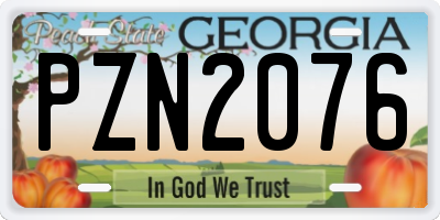GA license plate PZN2076