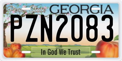 GA license plate PZN2083
