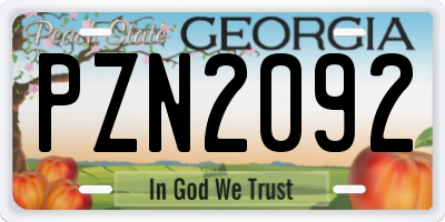 GA license plate PZN2092