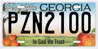 GA license plate PZN2100