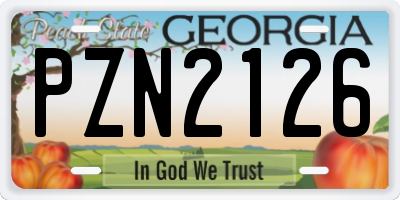 GA license plate PZN2126