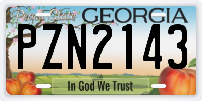 GA license plate PZN2143