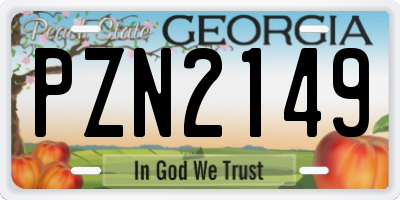 GA license plate PZN2149