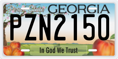 GA license plate PZN2150