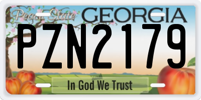 GA license plate PZN2179