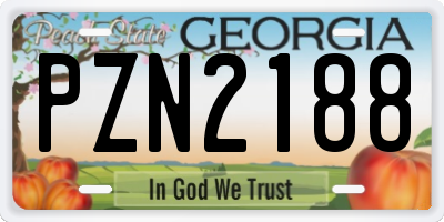 GA license plate PZN2188