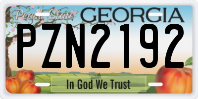 GA license plate PZN2192