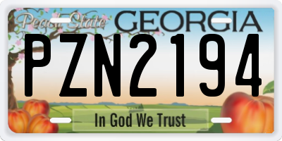 GA license plate PZN2194