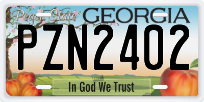 GA license plate PZN2402