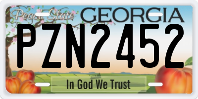 GA license plate PZN2452