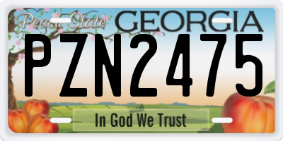 GA license plate PZN2475