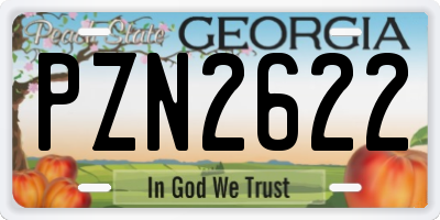 GA license plate PZN2622