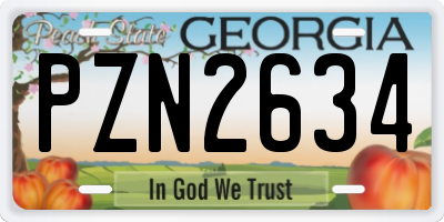 GA license plate PZN2634