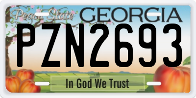 GA license plate PZN2693