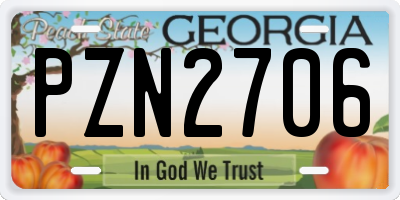 GA license plate PZN2706