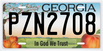 GA license plate PZN2708