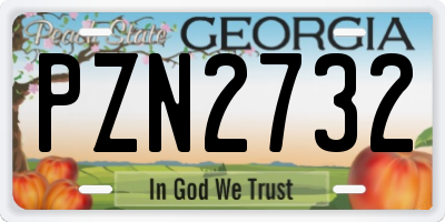 GA license plate PZN2732