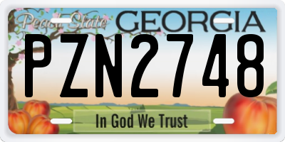 GA license plate PZN2748