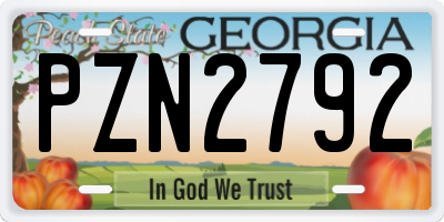 GA license plate PZN2792