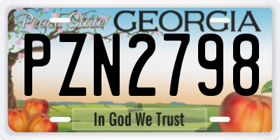 GA license plate PZN2798