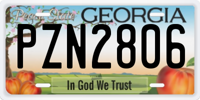 GA license plate PZN2806
