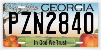 GA license plate PZN2840