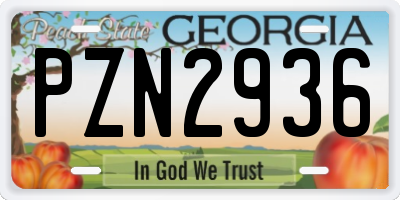 GA license plate PZN2936