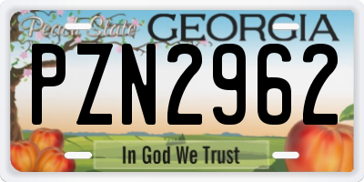 GA license plate PZN2962