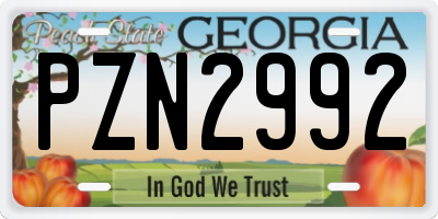 GA license plate PZN2992