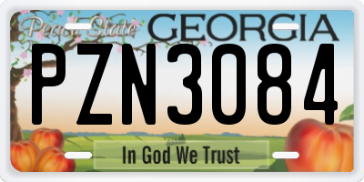 GA license plate PZN3084