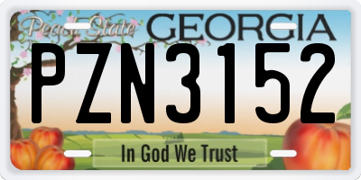 GA license plate PZN3152