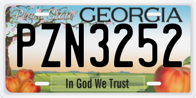 GA license plate PZN3252