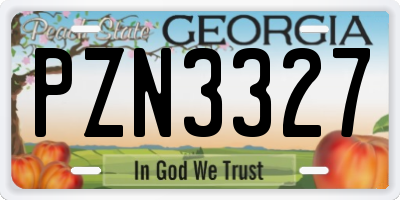 GA license plate PZN3327