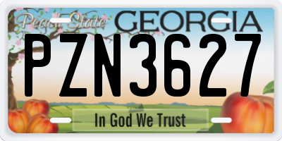 GA license plate PZN3627